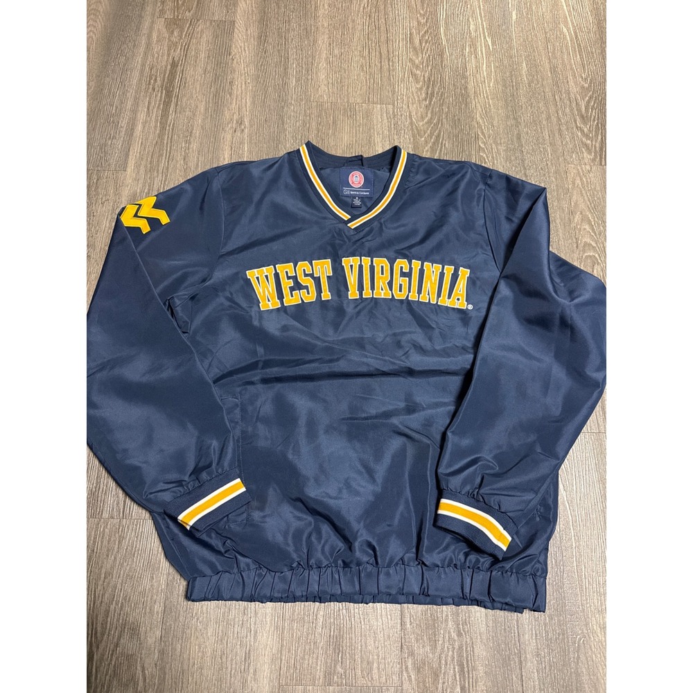 G-III West Virginia Mountaineers V-Neck Windshirt Pullover Mens Medium Navy